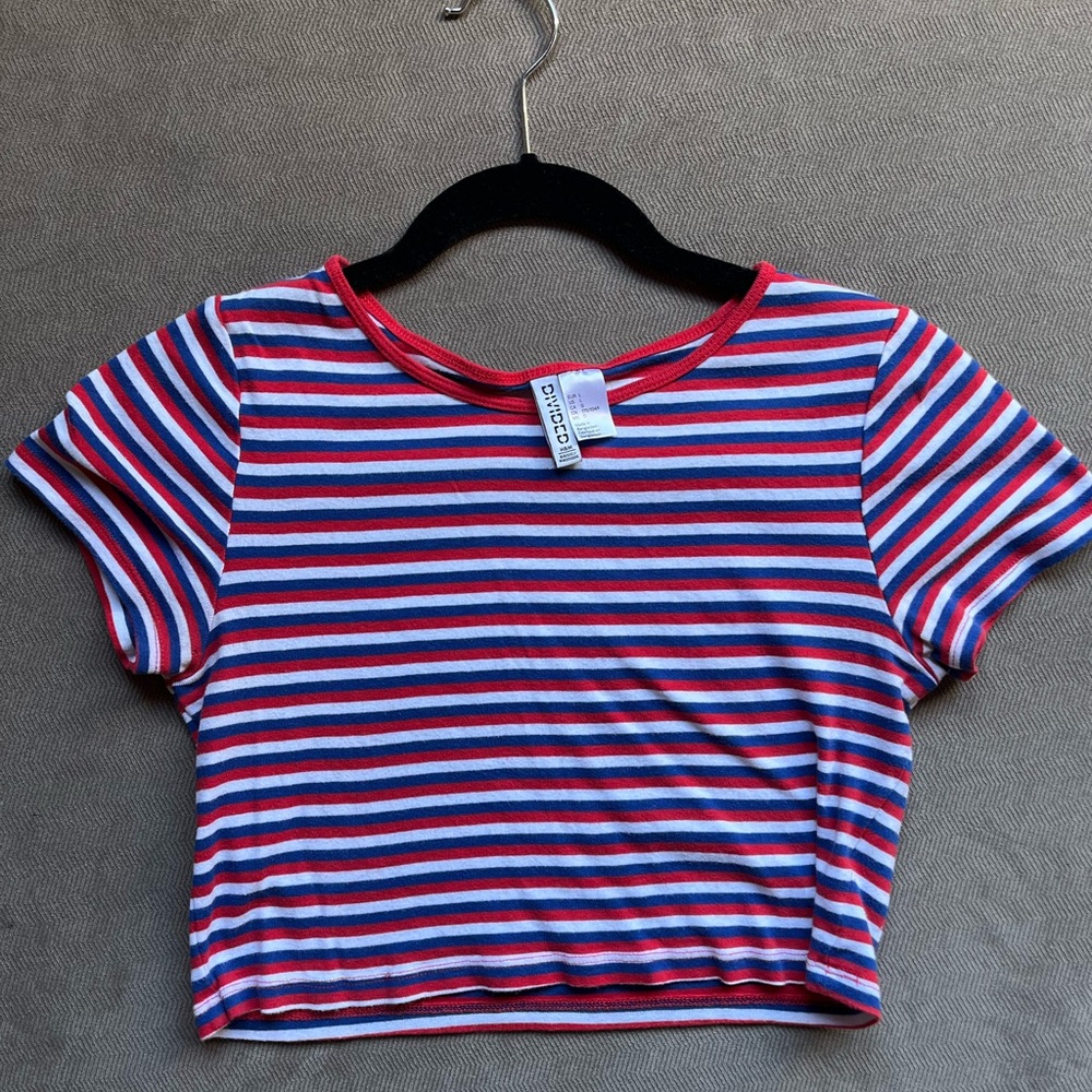 Divided Stripped Baby-T Crop Top